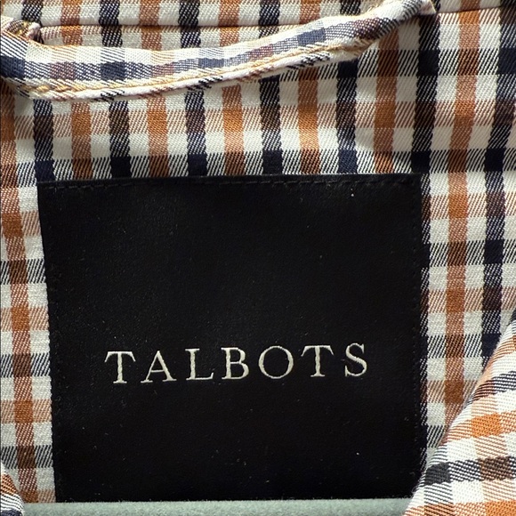 Talbots Checkered Plaid Trench Coat in Brown and Black - Picture 3 of 7